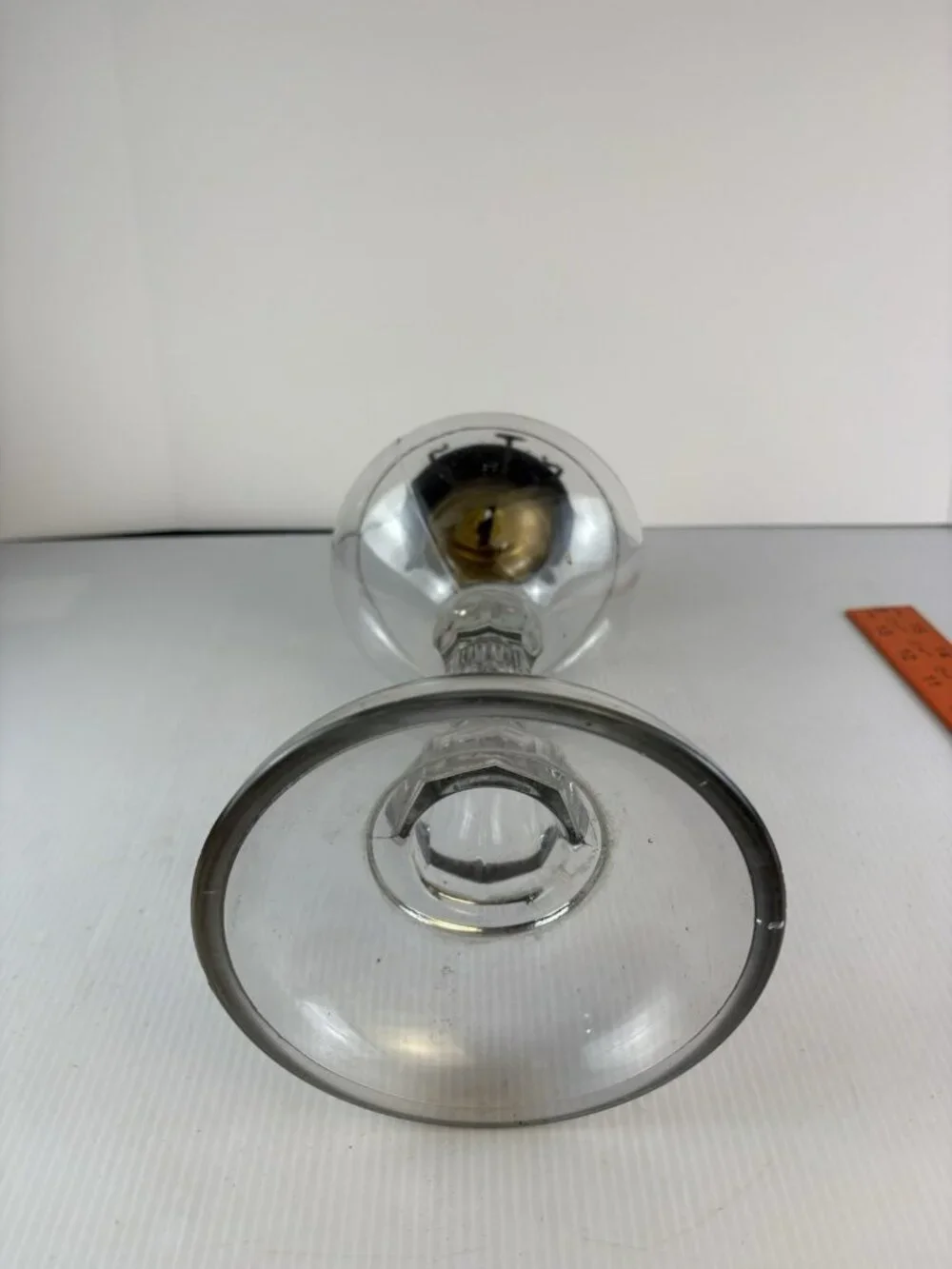 Antique Victorian Clear Glass Pedestal Lamp 10.5